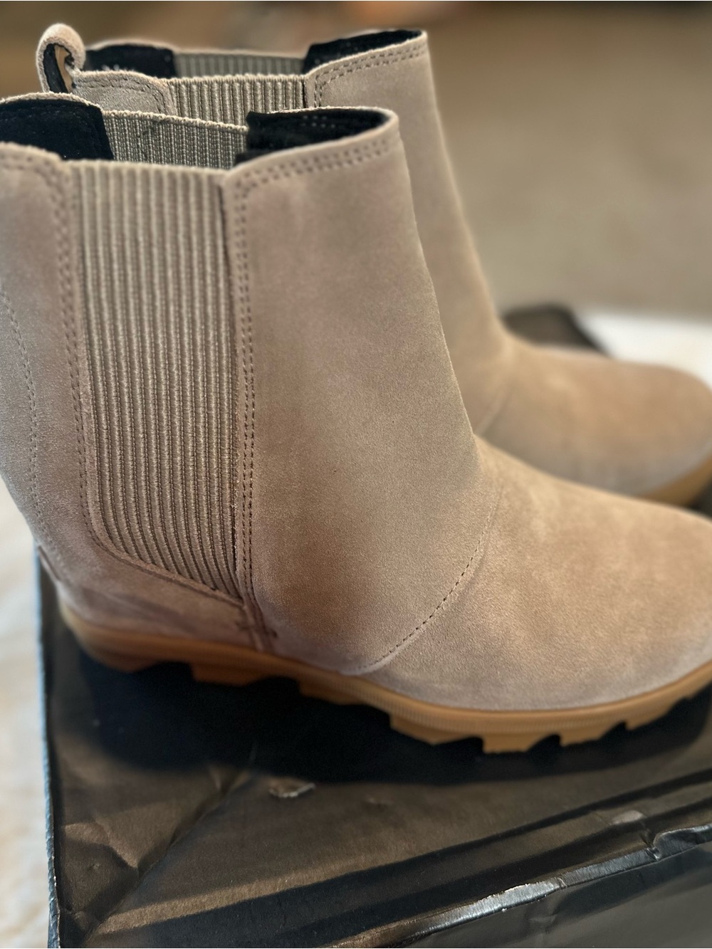 Sorel Taupe Suede Chelsea Ankle Boots